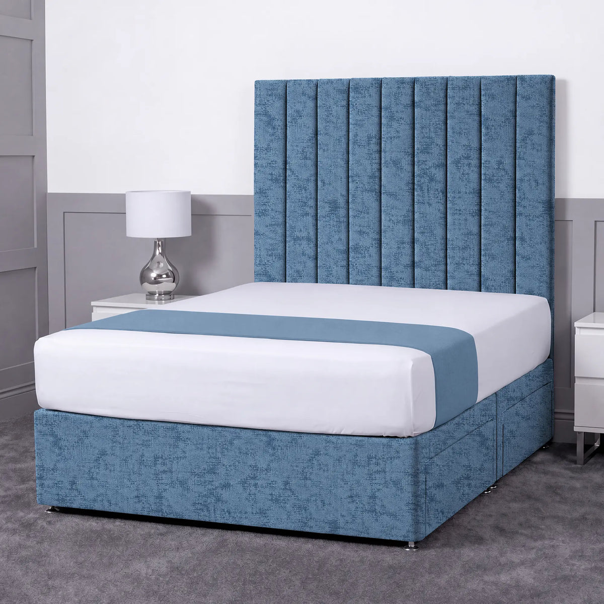 Luxury Ashford 26-inch Headboard Lined Panel Divan Bed