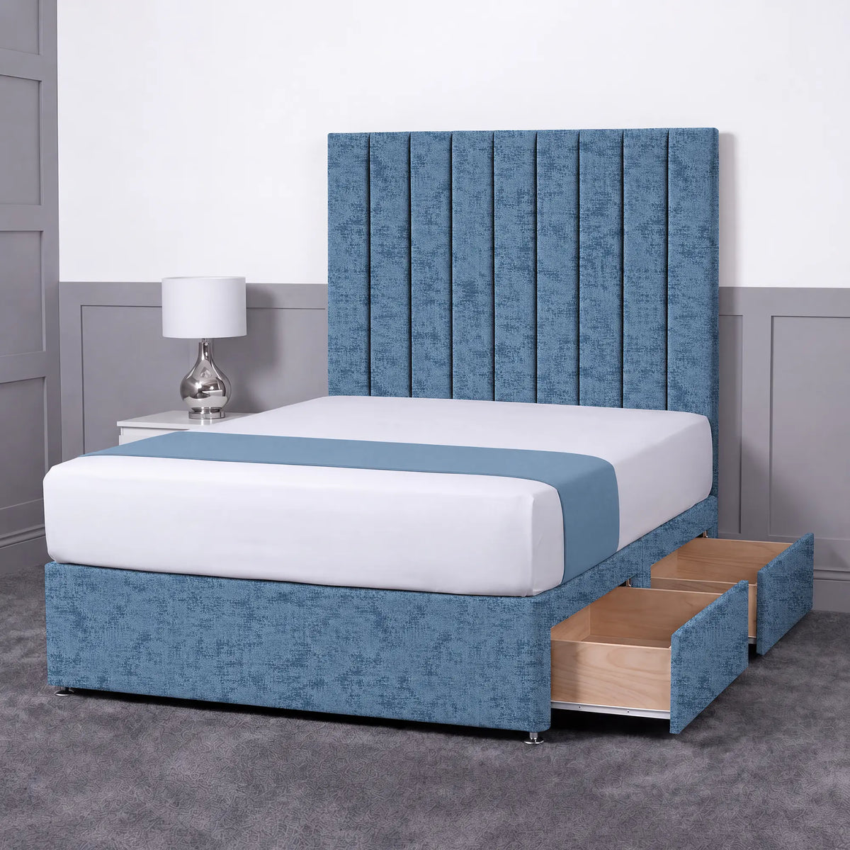 Luxury Ashford 26-inch Headboard Lined Panel Divan Bed