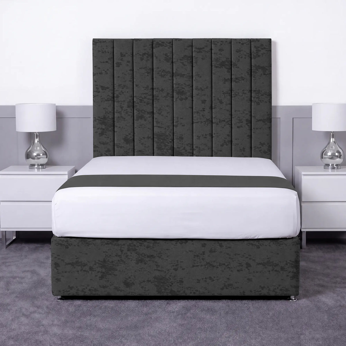 Luxury Ashford 26-inch Headboard Lined Panel Divan Bed