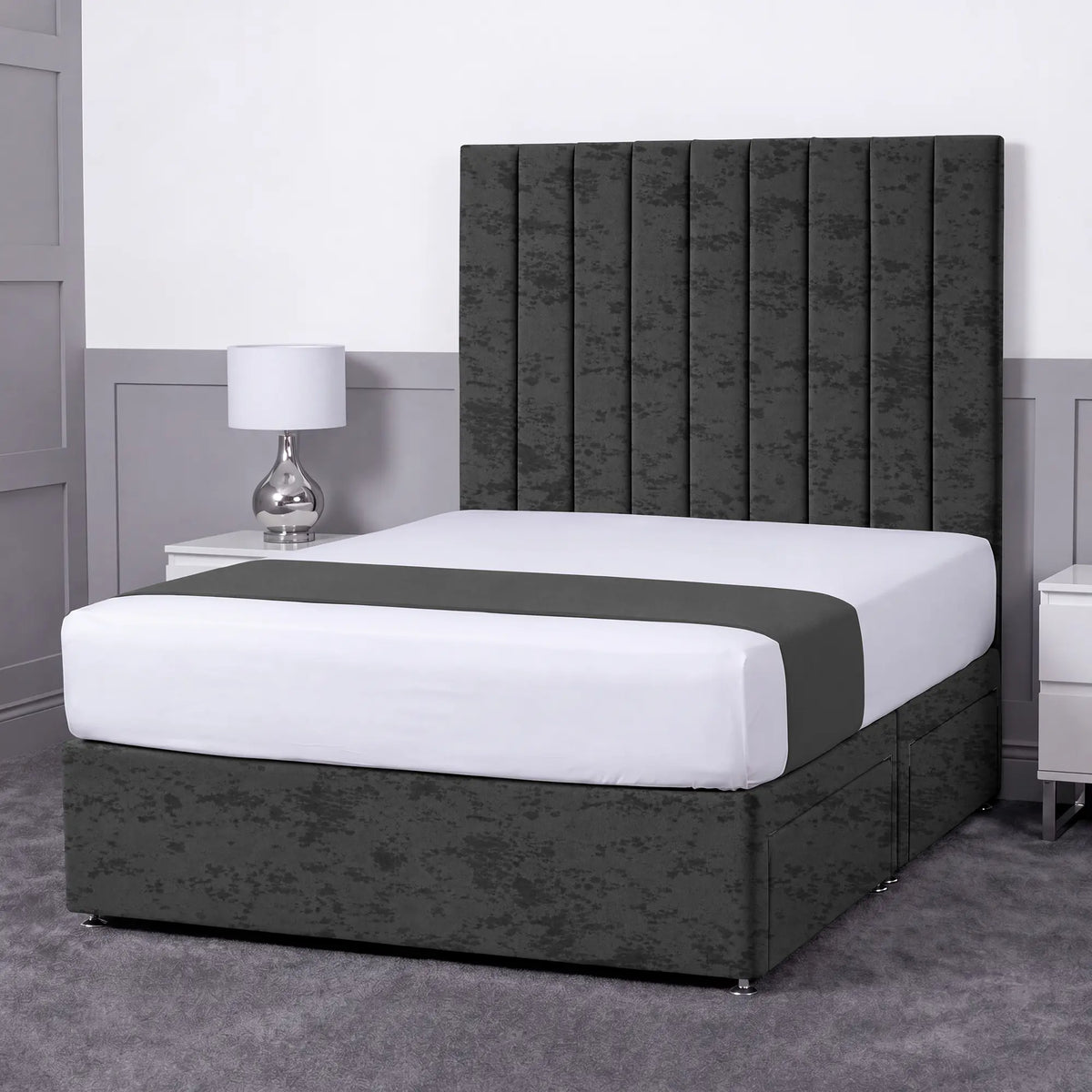 Luxury Ashford 26-inch Headboard Lined Panel Divan Bed