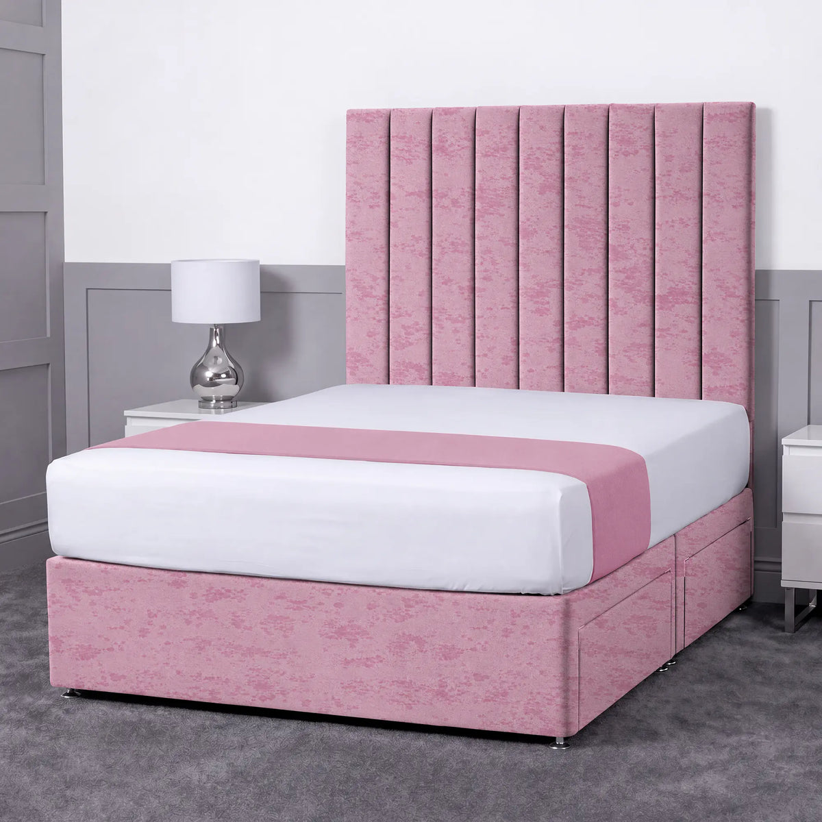 Luxury Ashford 26-inch Headboard Lined Panel Divan Bed