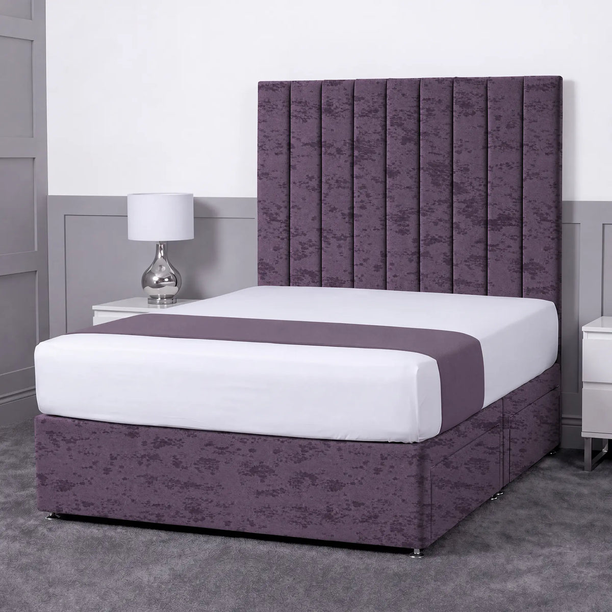 Luxury Ashford 26-inch Headboard Lined Panel Divan Bed