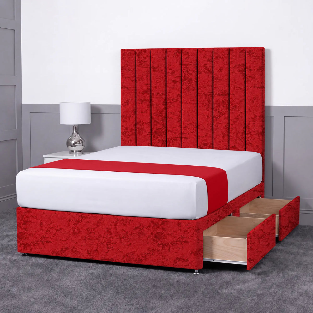 Luxury Ashford 26-inch Headboard Lined Panel Divan Bed