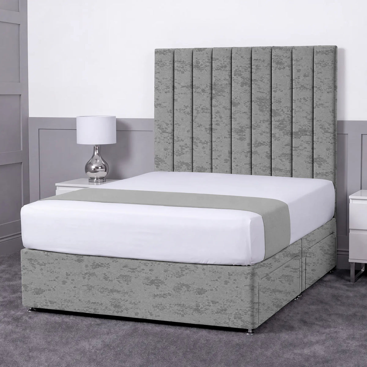 Luxury Ashford 26-inch Headboard Lined Panel Divan Bed