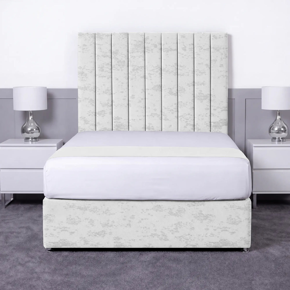 Luxury Ashford 26-inch Headboard Lined Panel Divan Bed