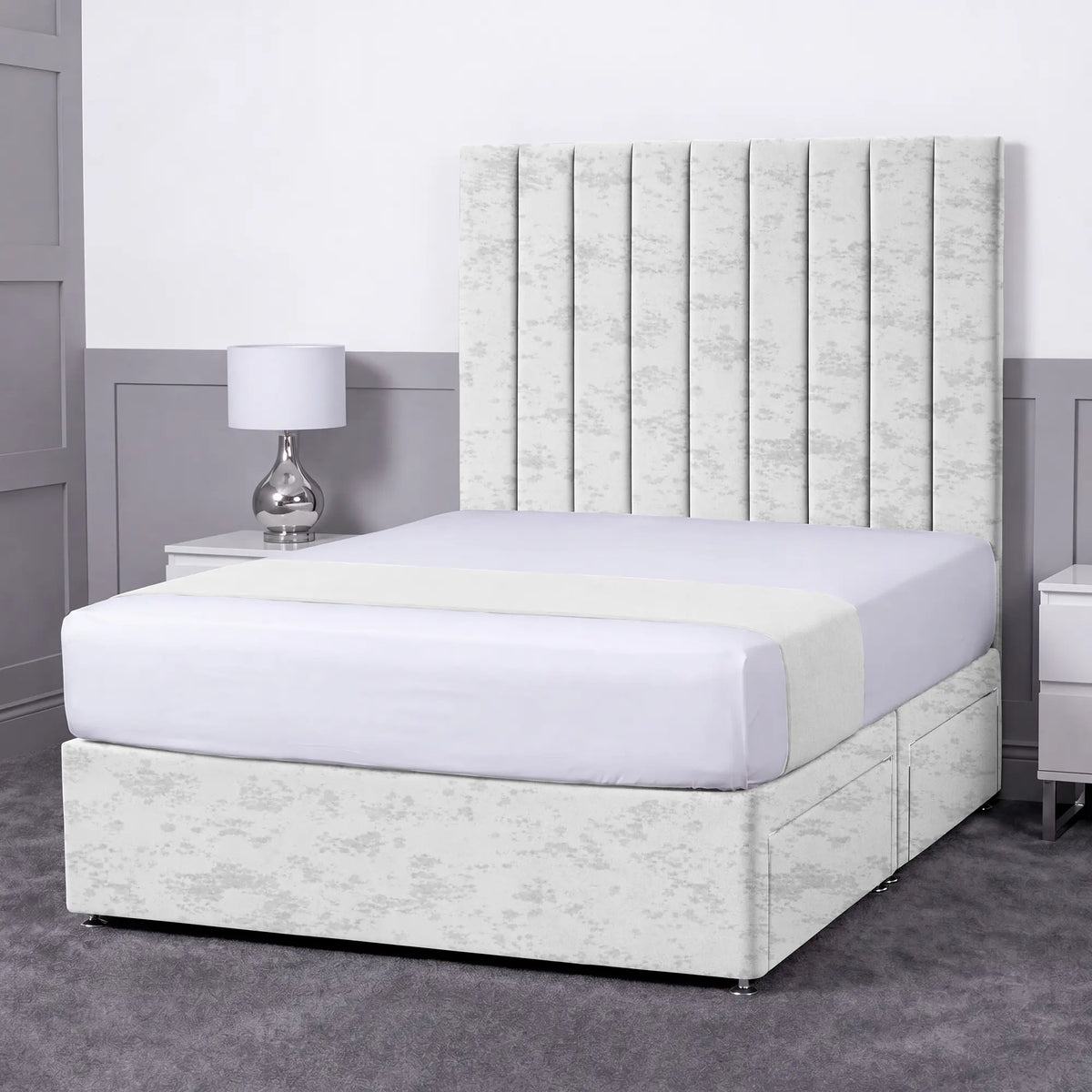 Luxury Ashford 26-inch Headboard Lined Panel Divan Bed