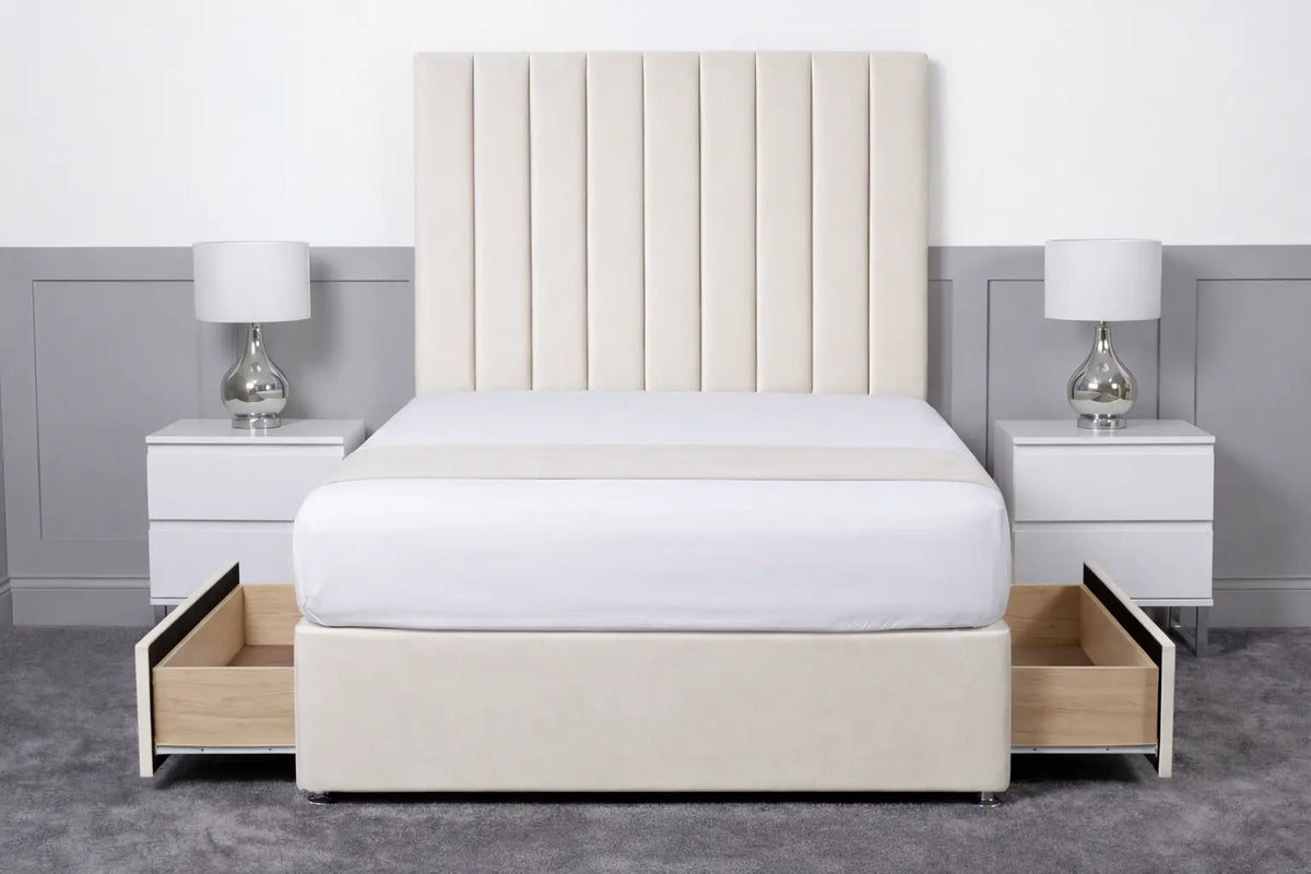 Luxury Ashford 26-inch Headboard Lined Panel Divan Bed