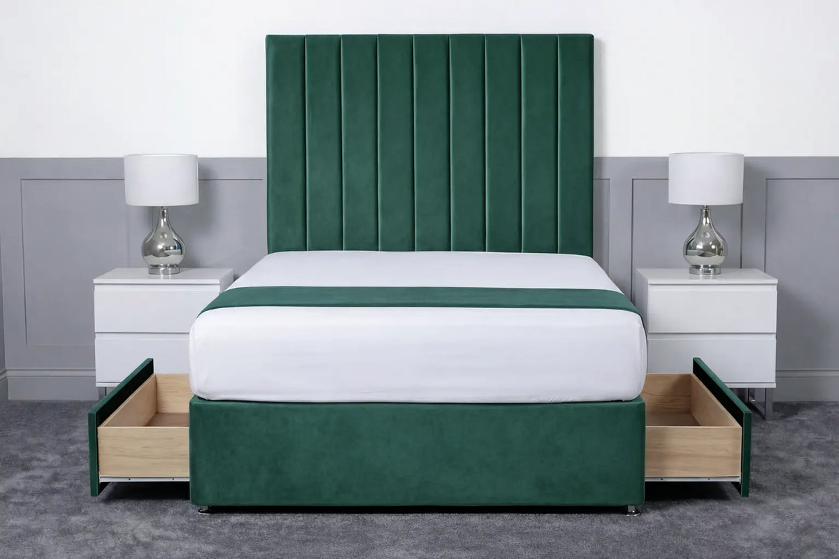 Luxury Ashford 26-inch Headboard Lined Panel Divan Bed
