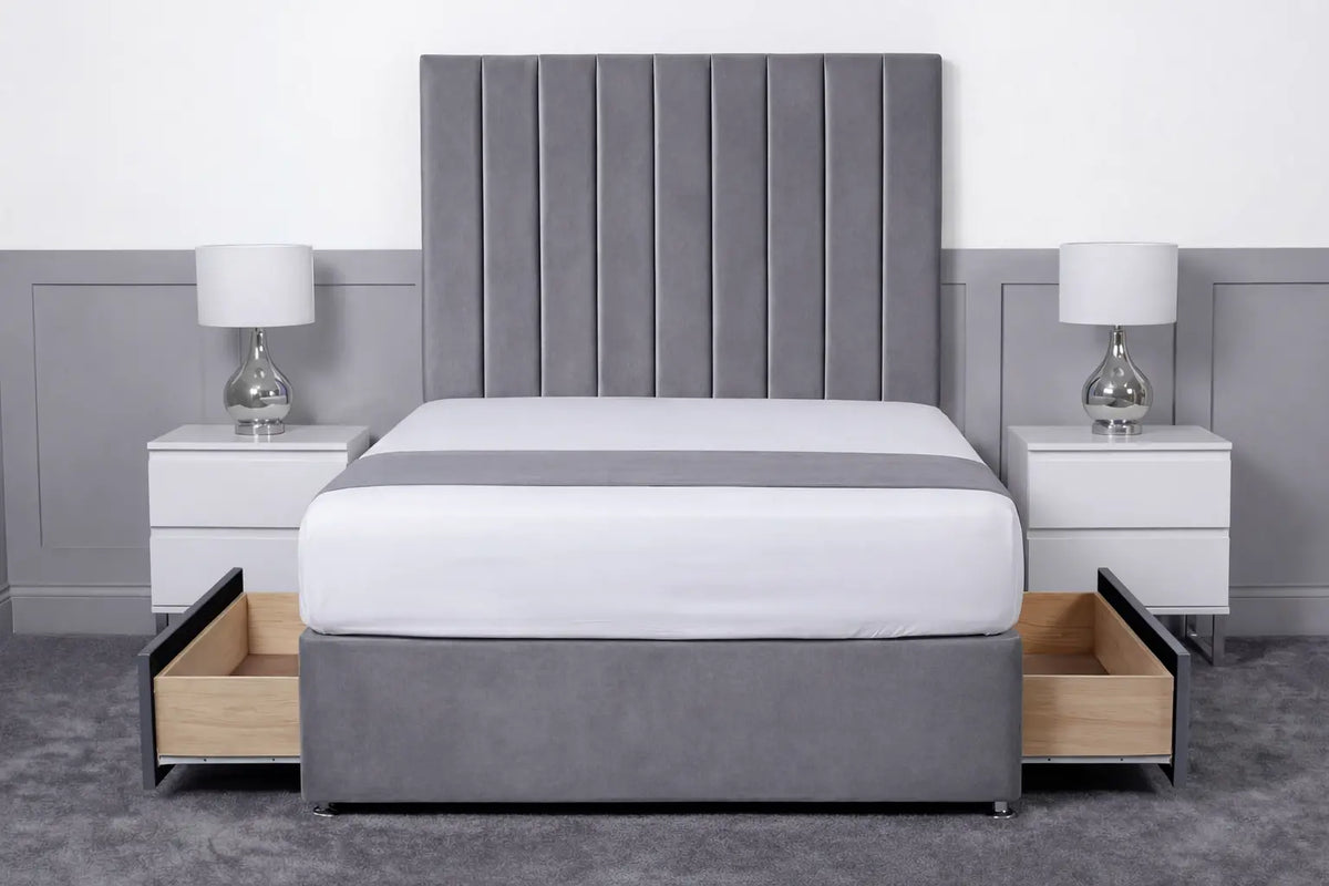 Luxury Ashford 26-inch Headboard Lined Panel Divan Bed
