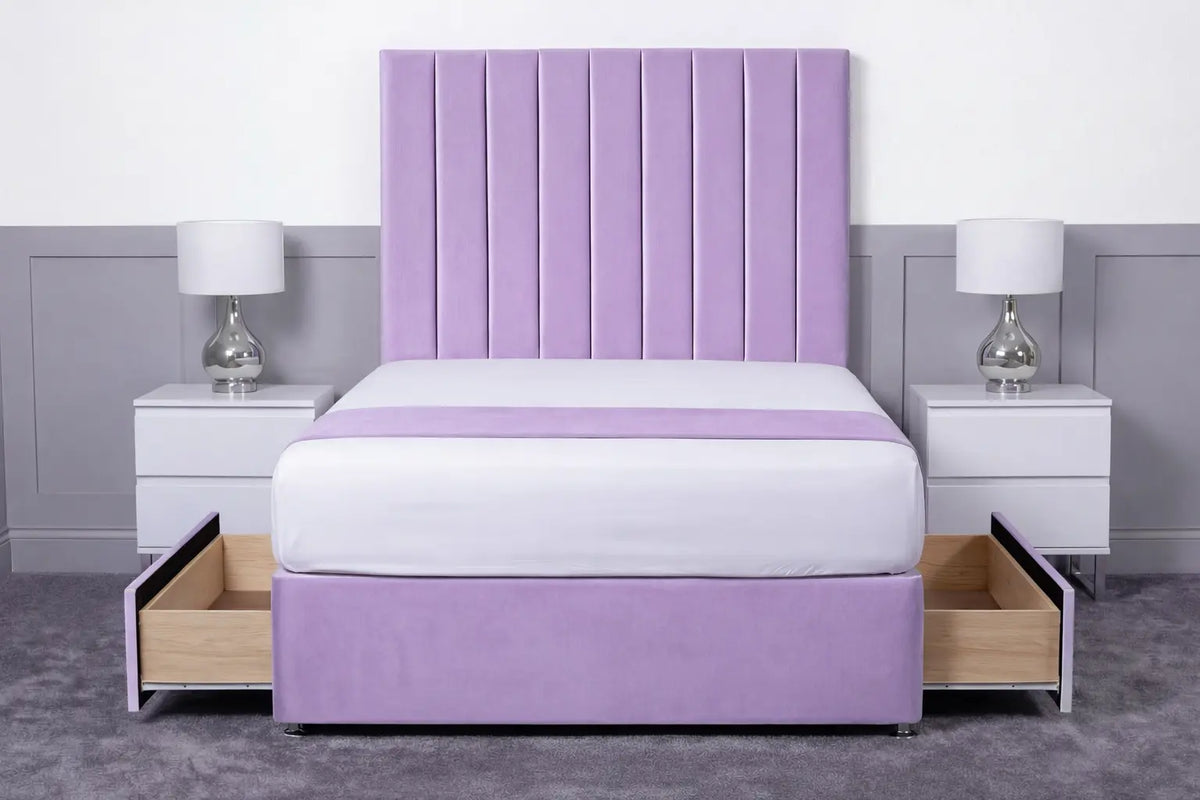 Luxury Ashford 26-inch Headboard Lined Panel Divan Bed