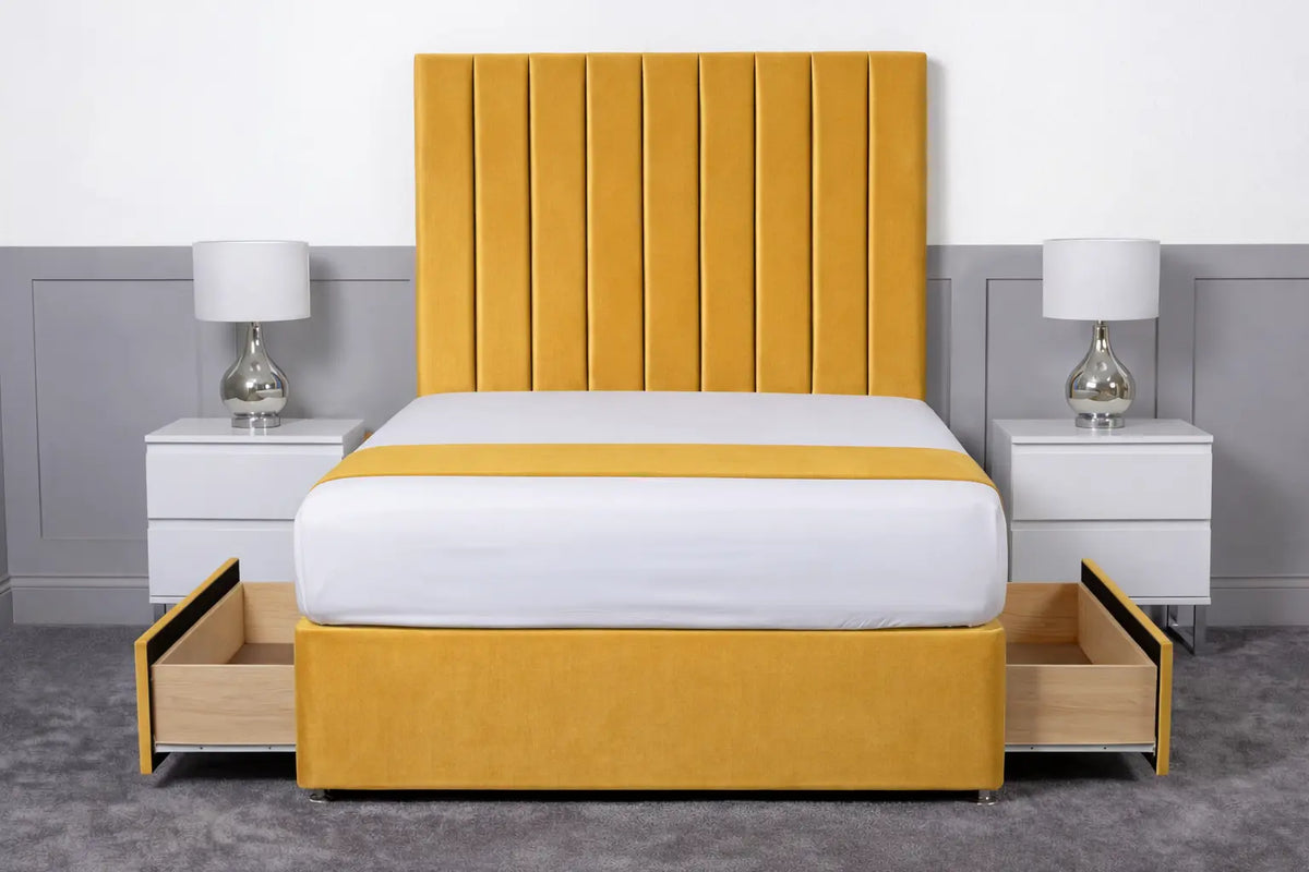 Luxury Ashford 26-inch Headboard Lined Panel Divan Bed