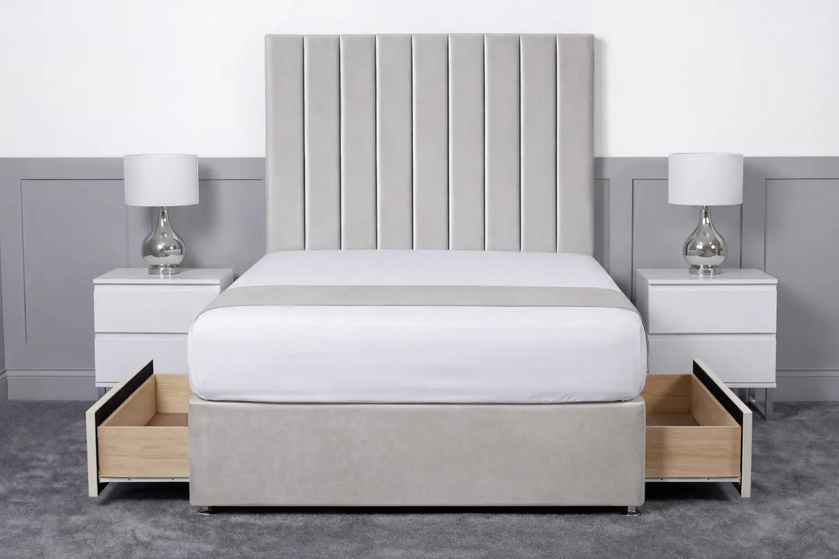 Luxury Ashford 26-inch Headboard Lined Panel Divan Bed