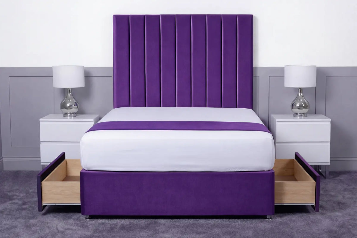 Luxury Ashford 26-inch Headboard Lined Panel Divan Bed