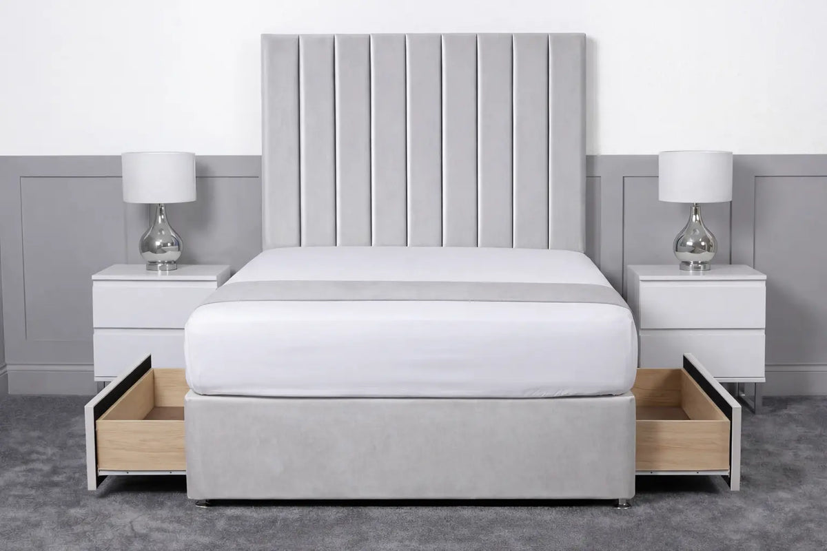 Luxury Ashford 26-inch Headboard Lined Panel Divan Bed