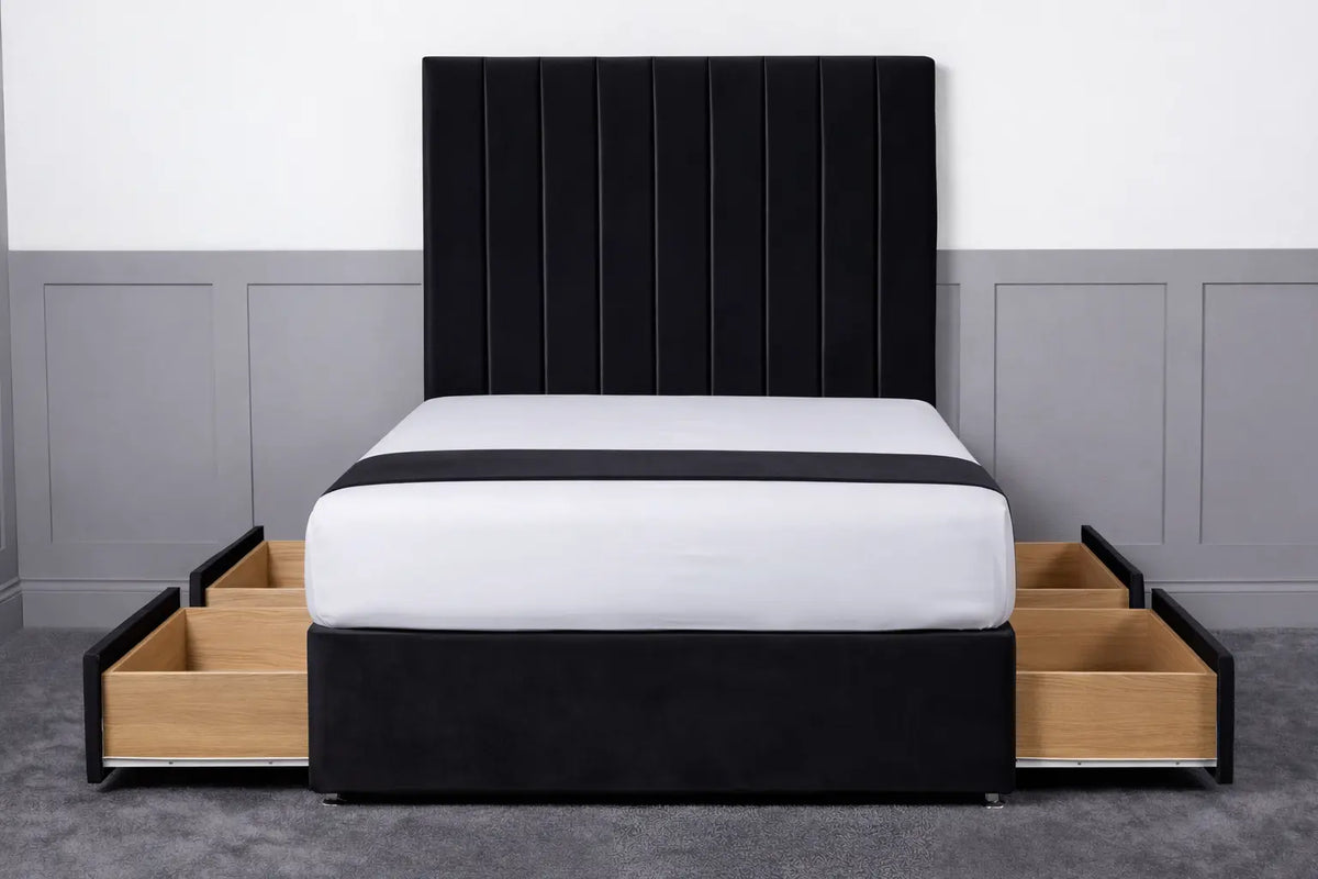 Luxury Ashford 26-inch Headboard Lined Panel Divan Bed