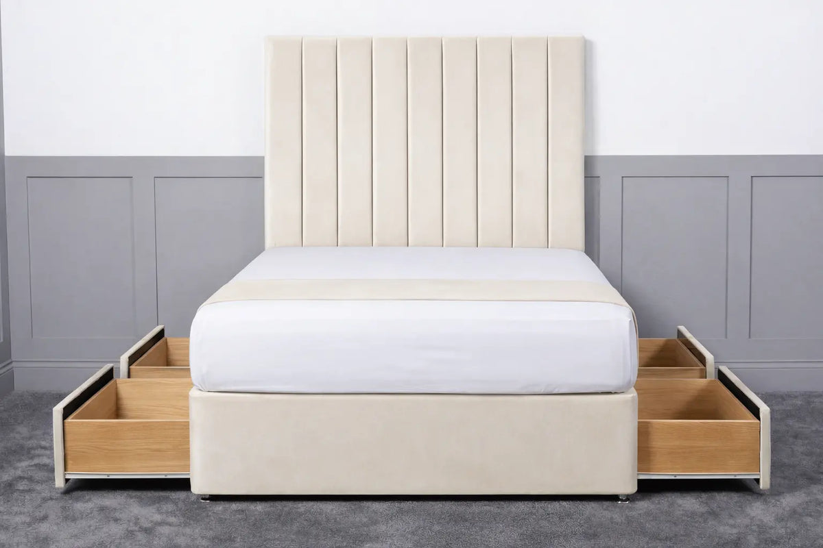 Luxury Ashford 26-inch Headboard Lined Panel Divan Bed