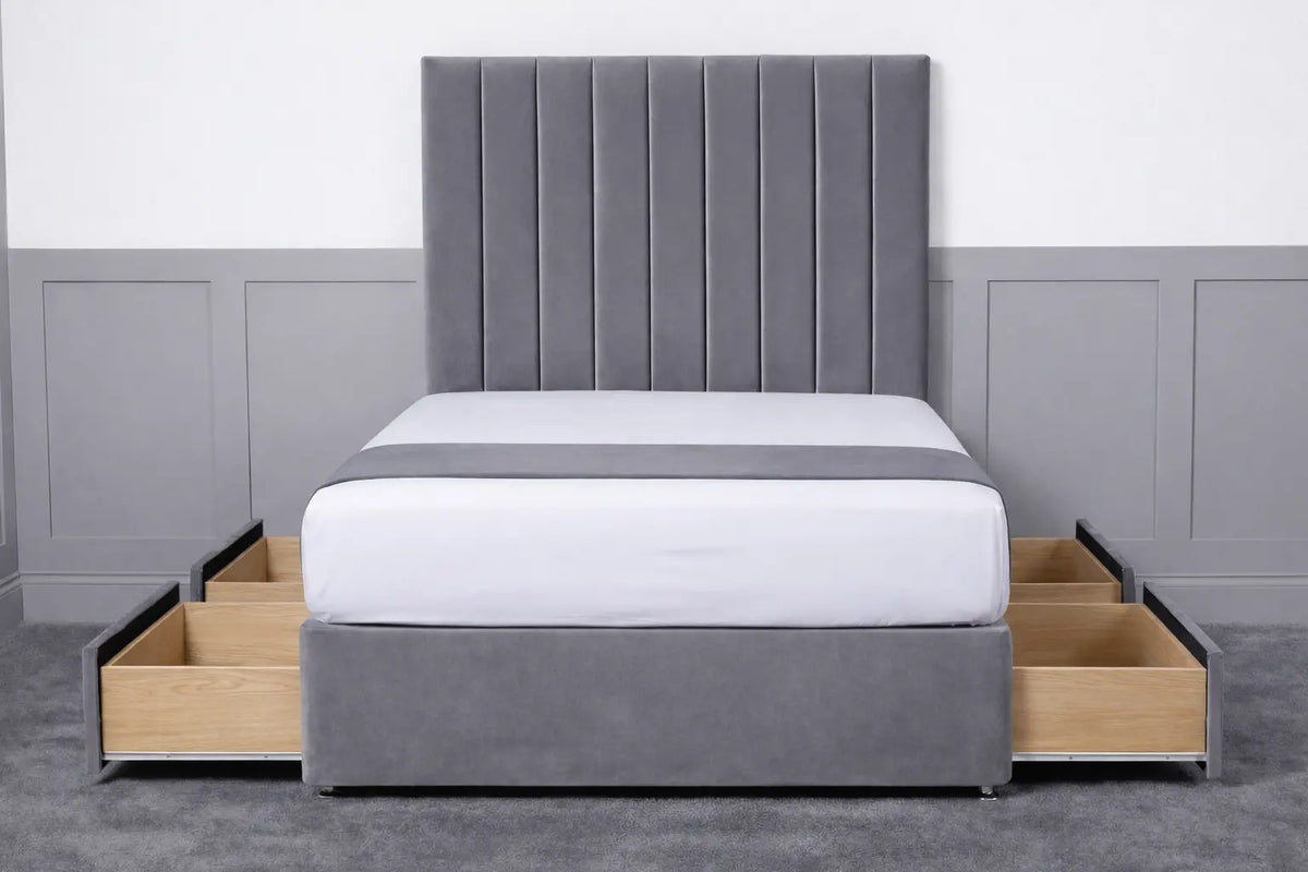 Luxury Ashford 26-inch Headboard Lined Panel Divan Bed