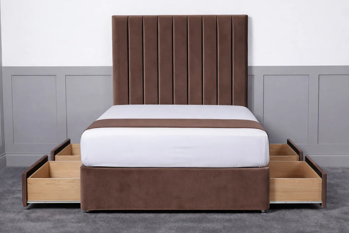 Luxury Ashford 26-inch Headboard Lined Panel Divan Bed