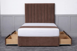 Luxury Ashford 26-inch Headboard Lined Panel Divan Bed