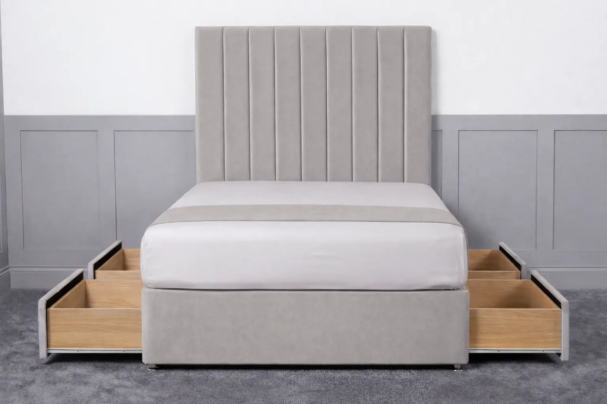 Luxury Ashford 26-inch Headboard Lined Panel Divan Bed