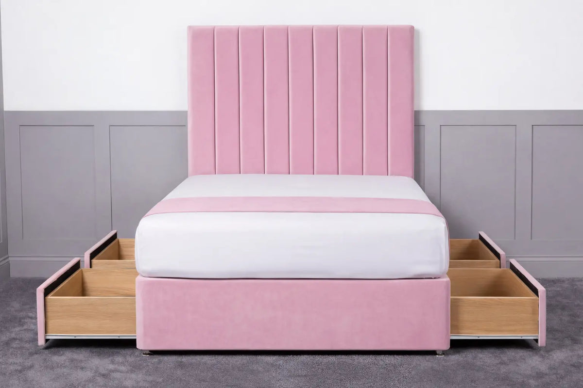 Luxury Ashford 26-inch Headboard Lined Panel Divan Bed