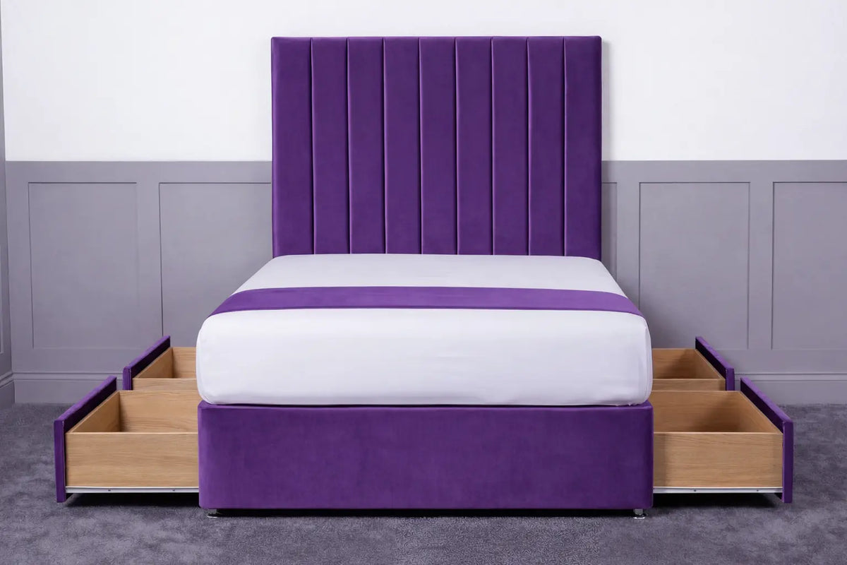 Luxury Ashford 26-inch Headboard Lined Panel Divan Bed