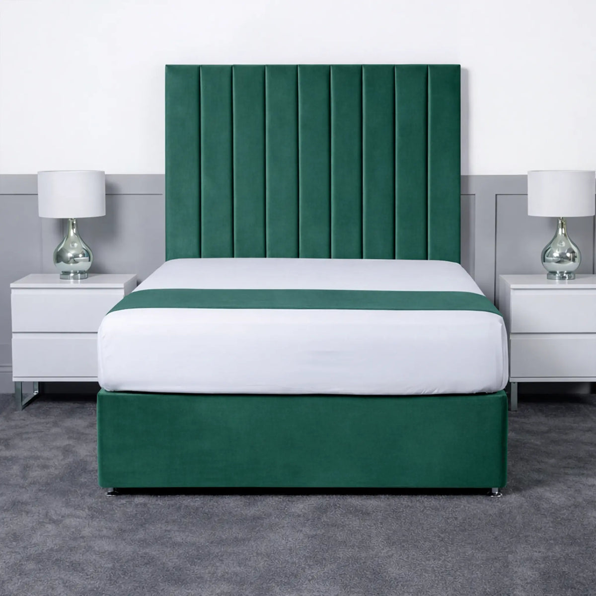Luxury Ashford 26-inch Headboard Lined Panel Divan Bed