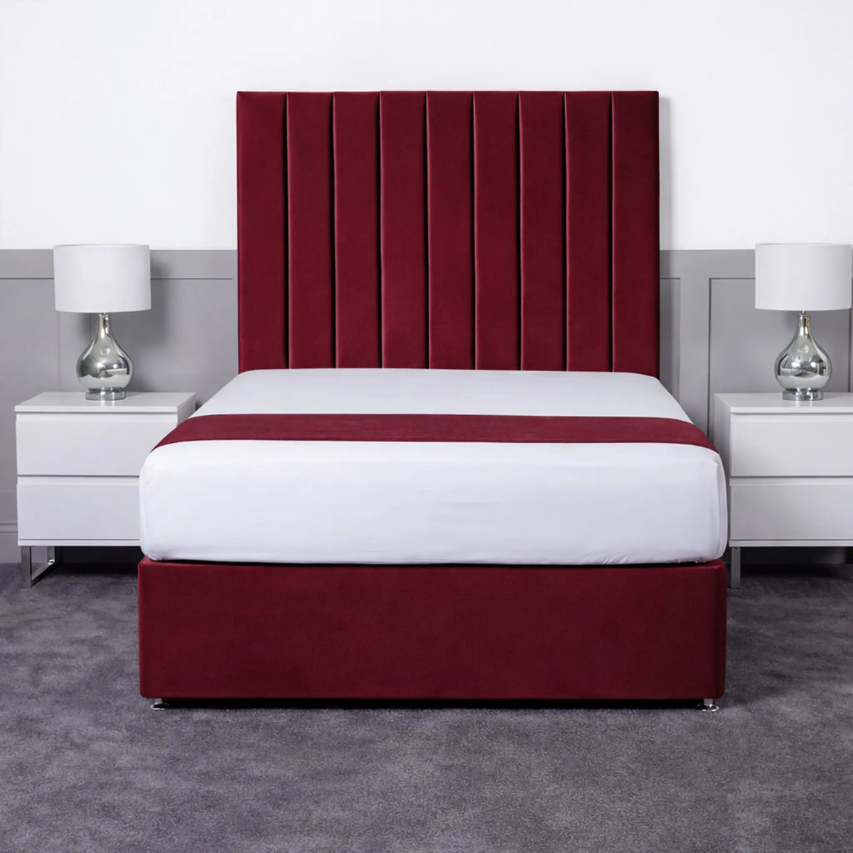 Luxury Ashford 26-inch Headboard Lined Panel Divan Bed