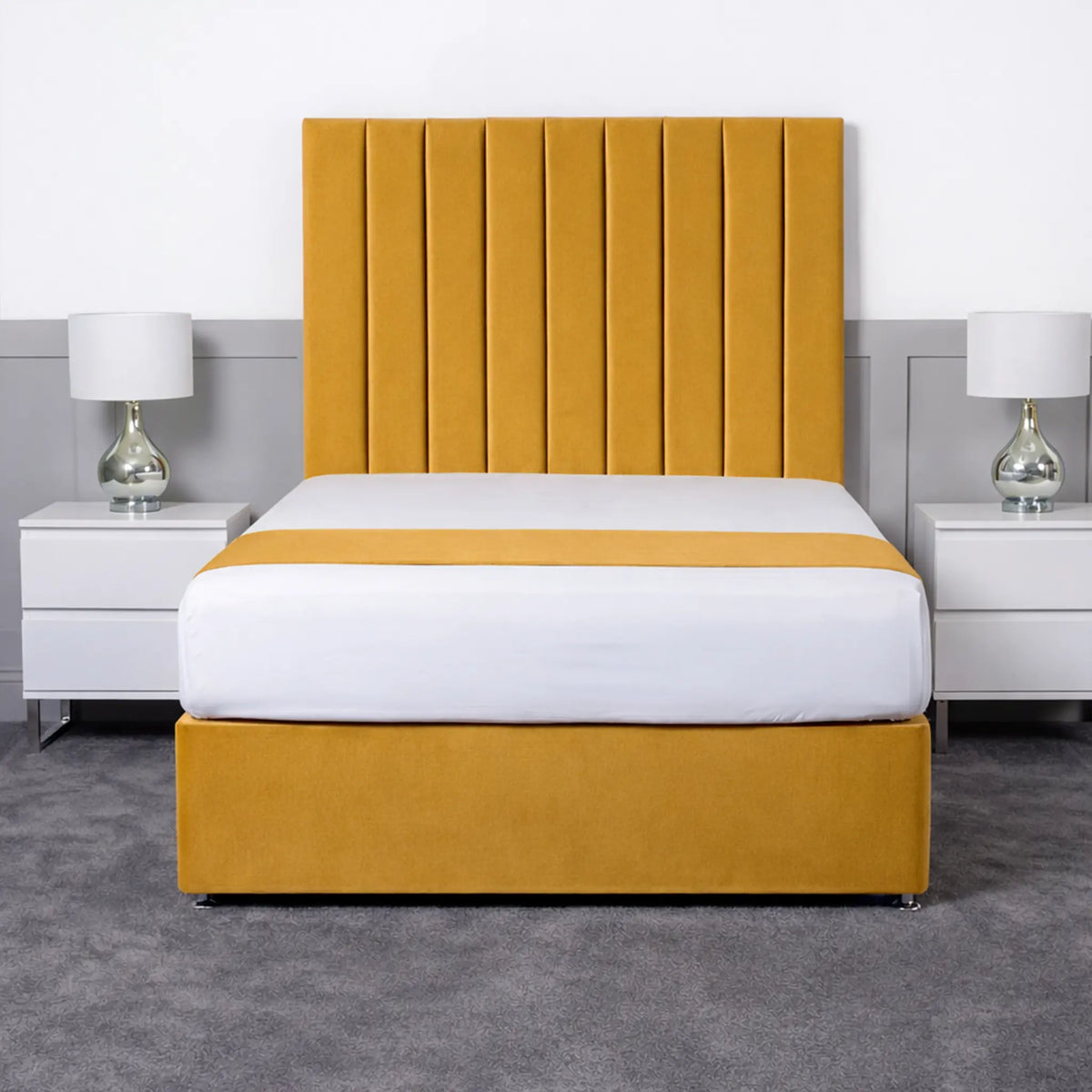 Luxury Ashford 26-inch Headboard Lined Panel Divan Bed