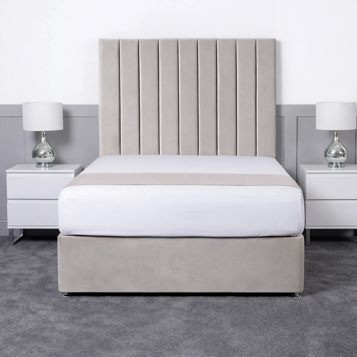 Luxury Ashford 26-inch Headboard Lined Panel Divan Bed