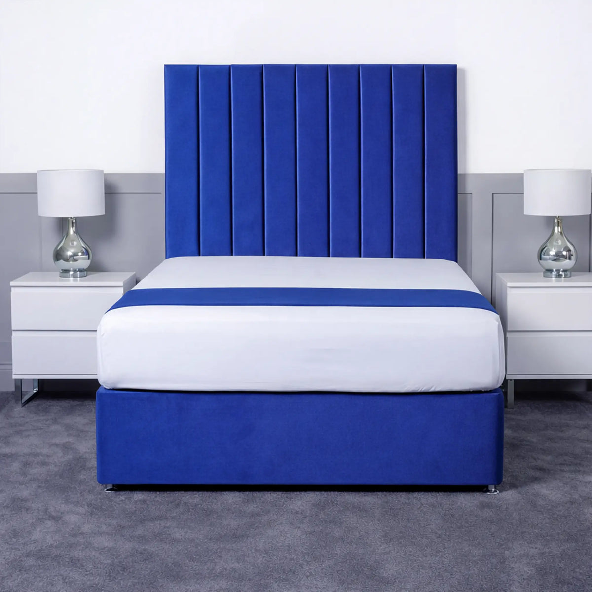 Luxury Ashford 26-inch Headboard Lined Panel Divan Bed