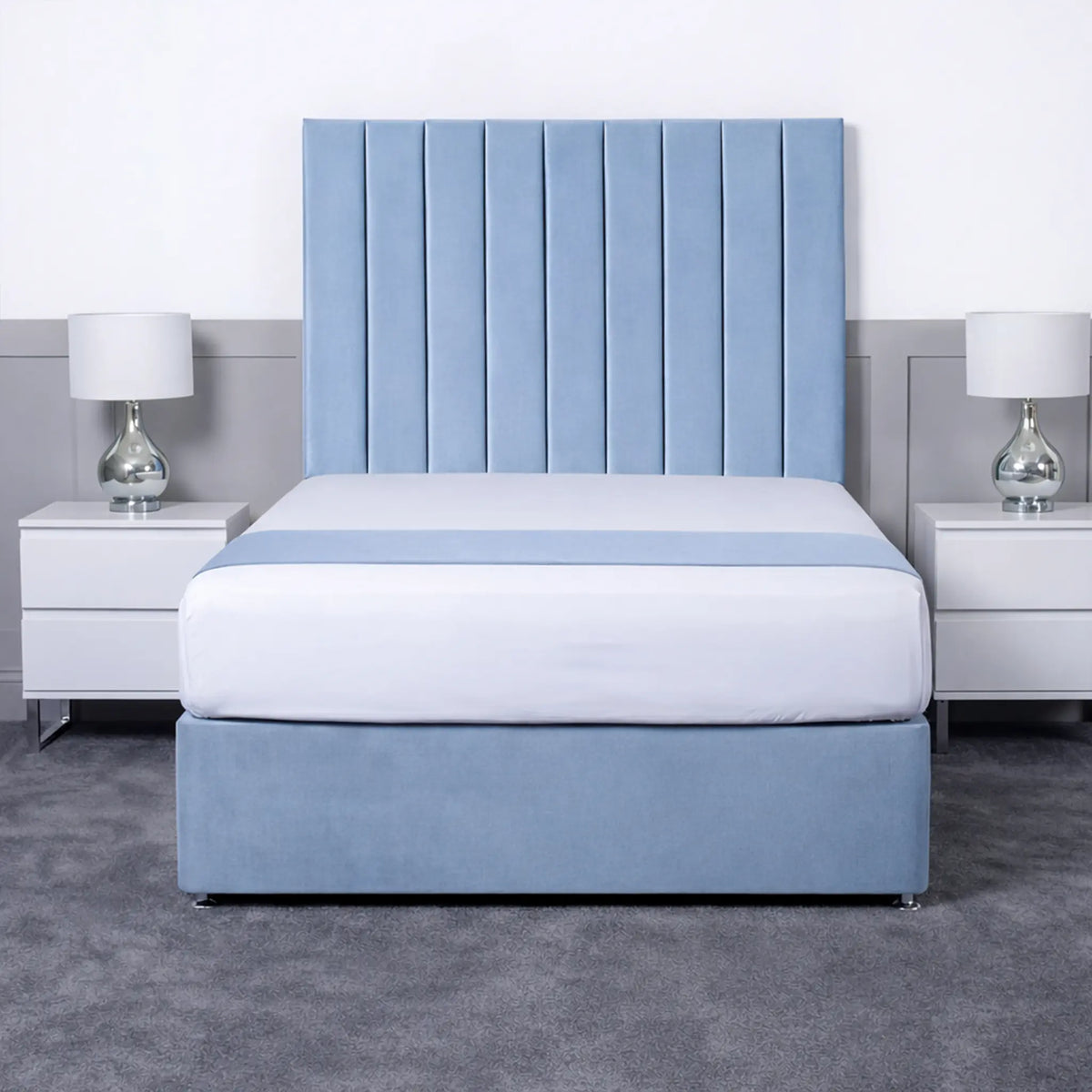 Luxury Ashford 26-inch Headboard Lined Panel Divan Bed