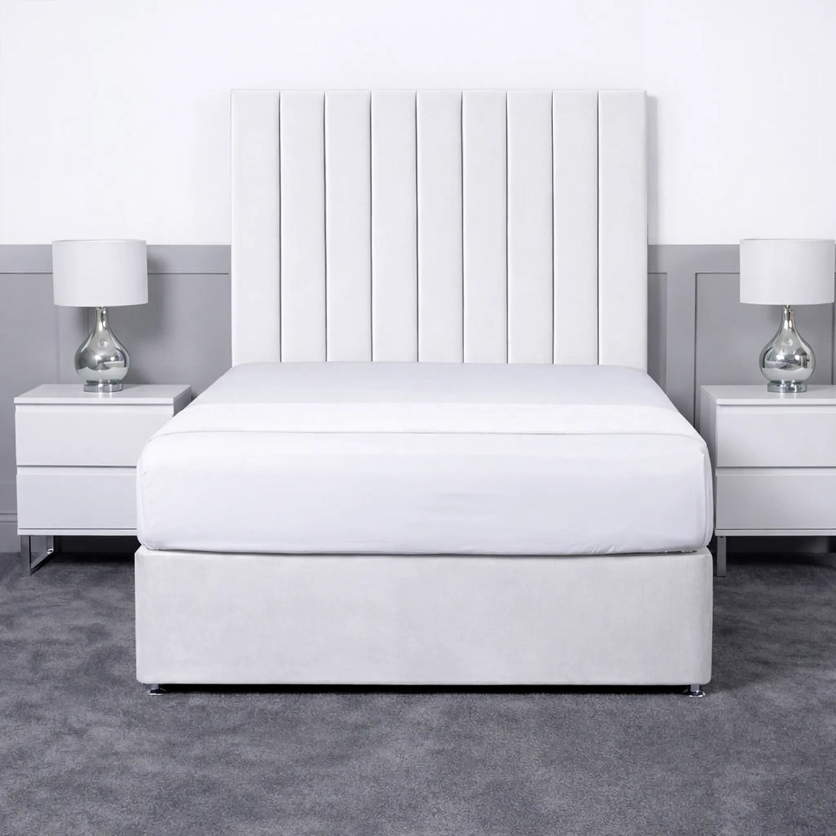 Luxury Ashford 26-inch Headboard Lined Panel Divan Bed
