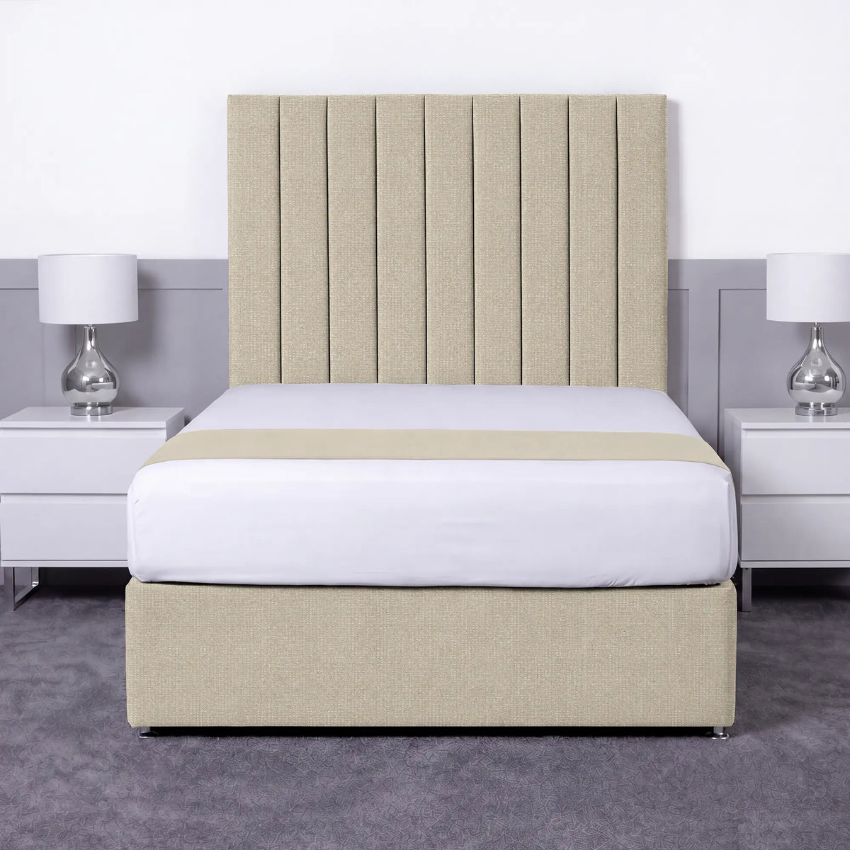 Luxury Ashford 26-inch Headboard Lined Panel Divan Bed