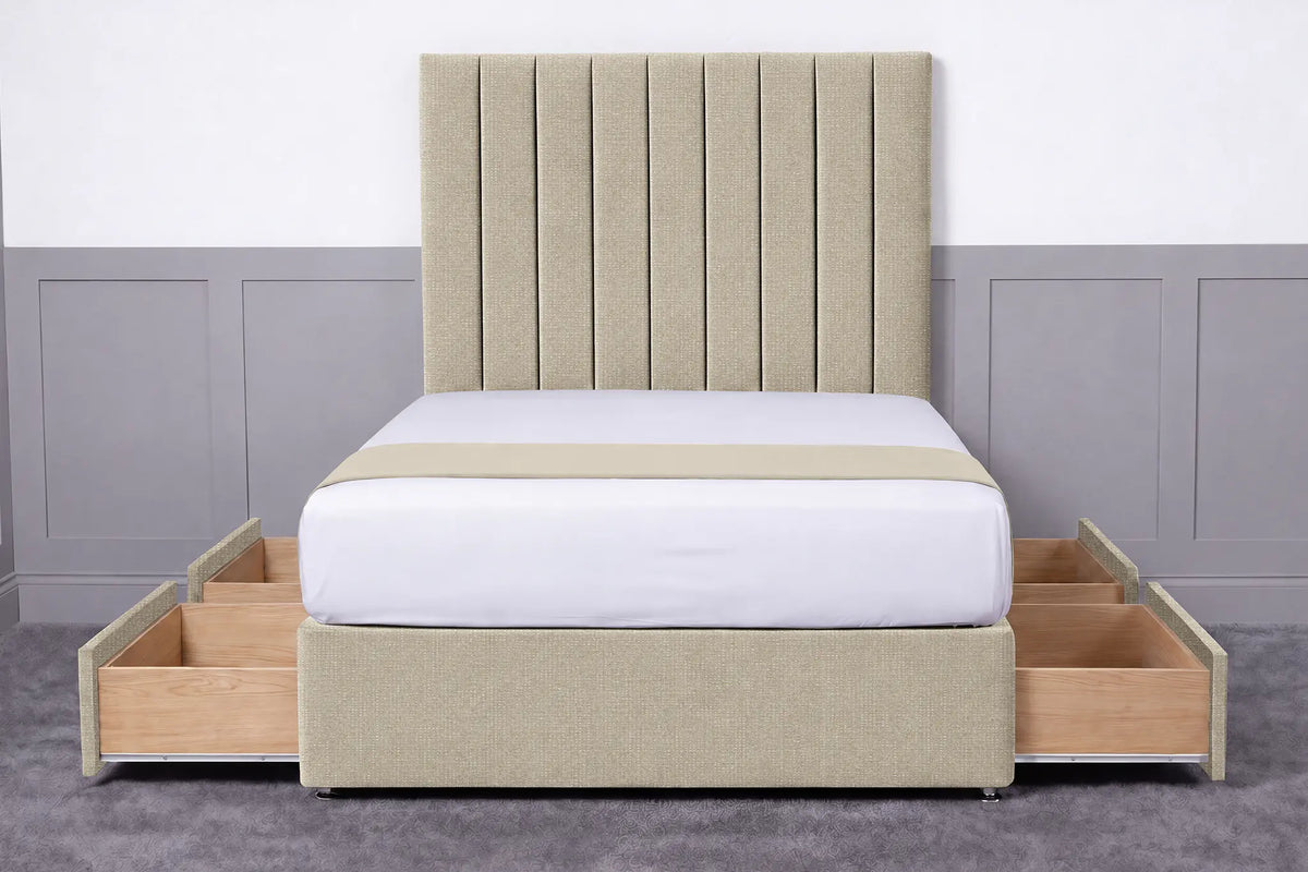 Luxury Ashford 26-inch Headboard Lined Panel Divan Bed