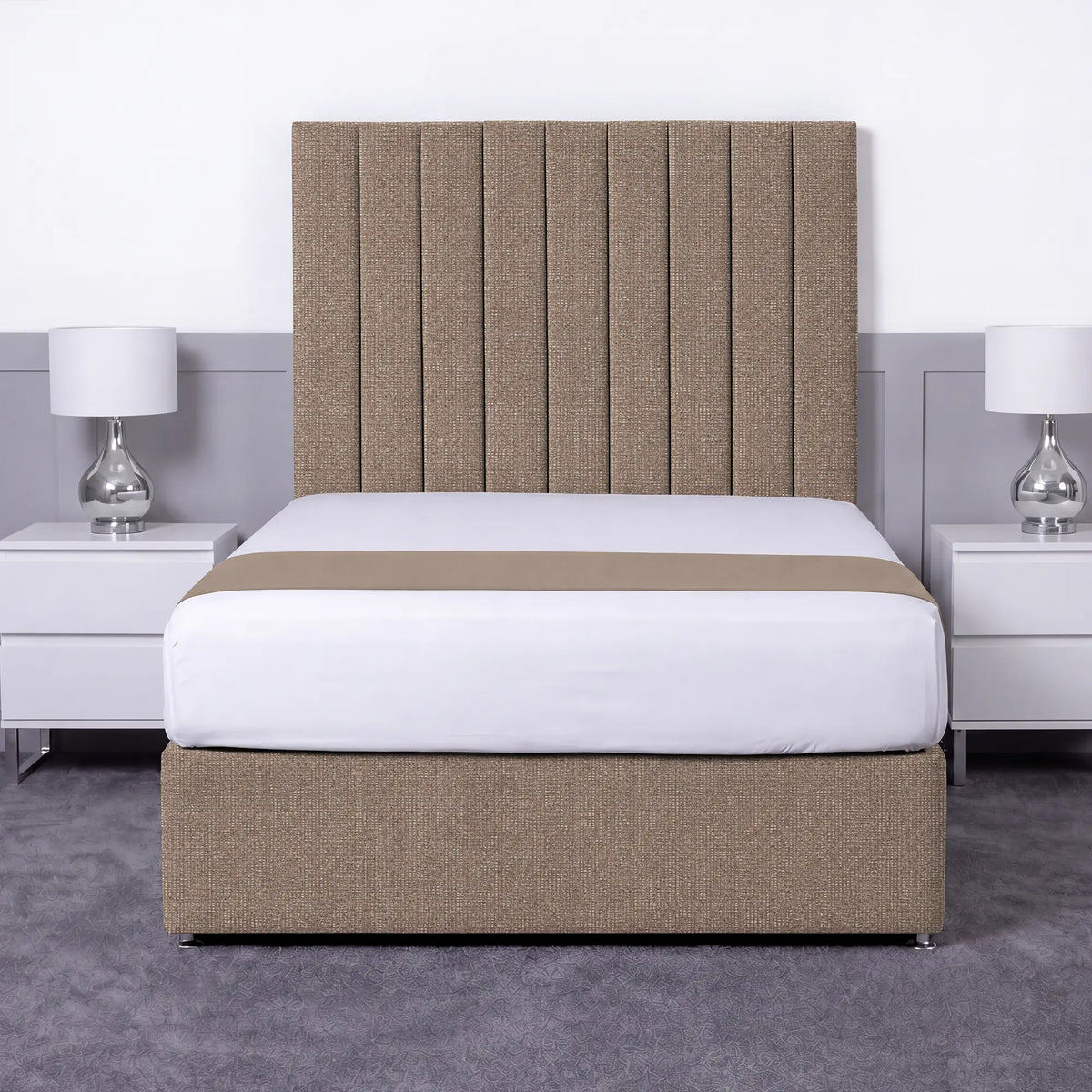 Luxury Ashford 26-inch Headboard Lined Panel Divan Bed
