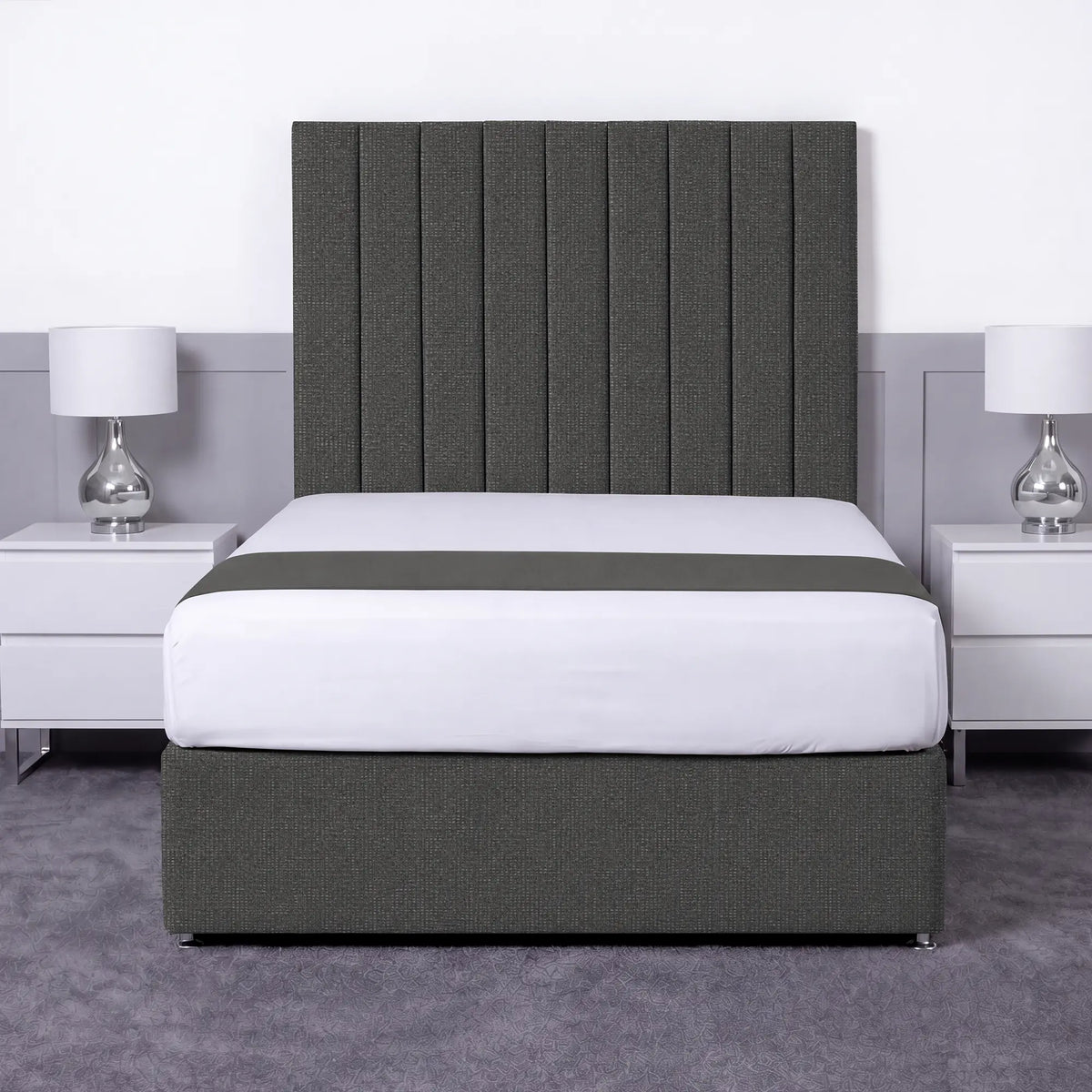 Luxury Ashford 26-inch Headboard Lined Panel Divan Bed