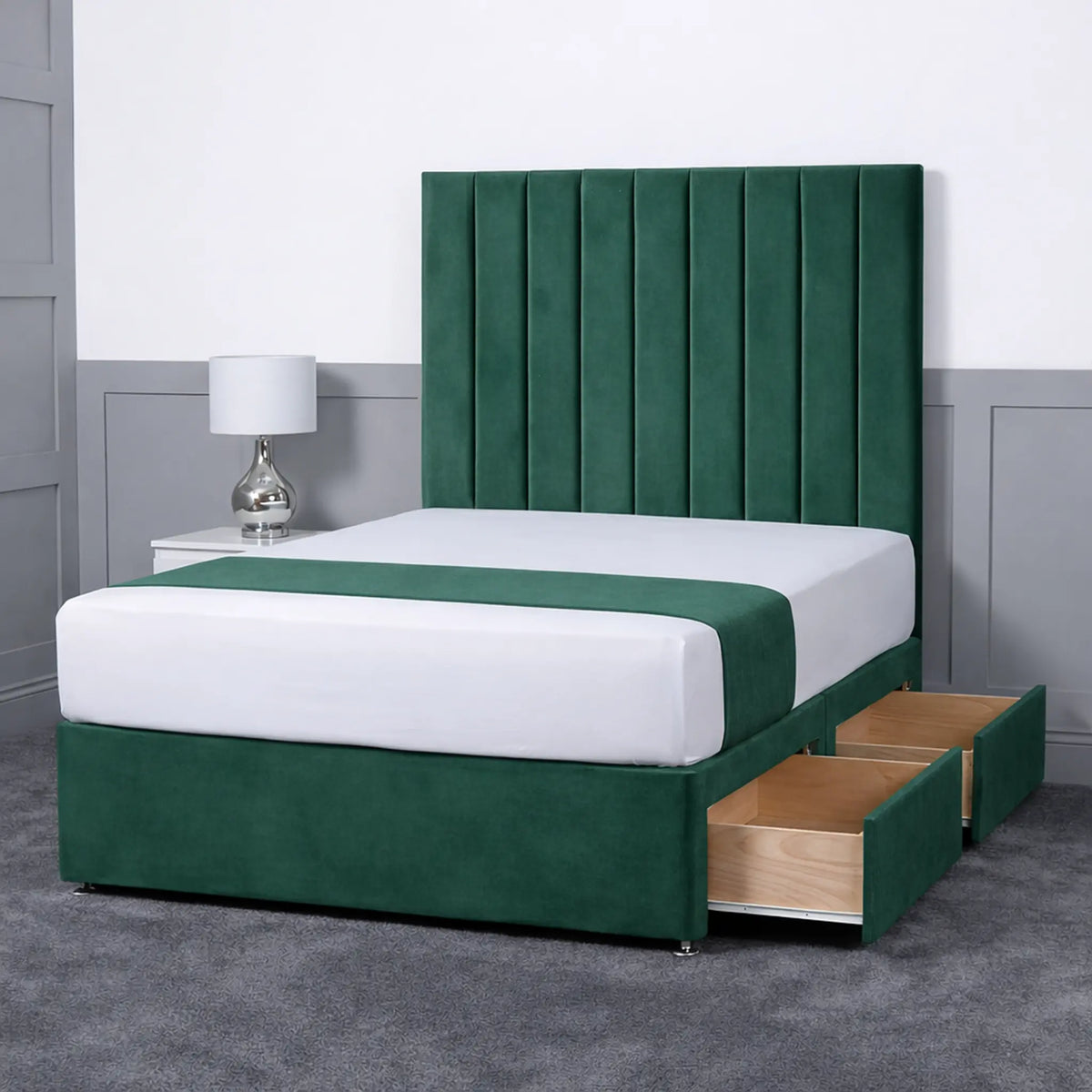 Luxury Ashford 26-inch Headboard Lined Panel Divan Bed