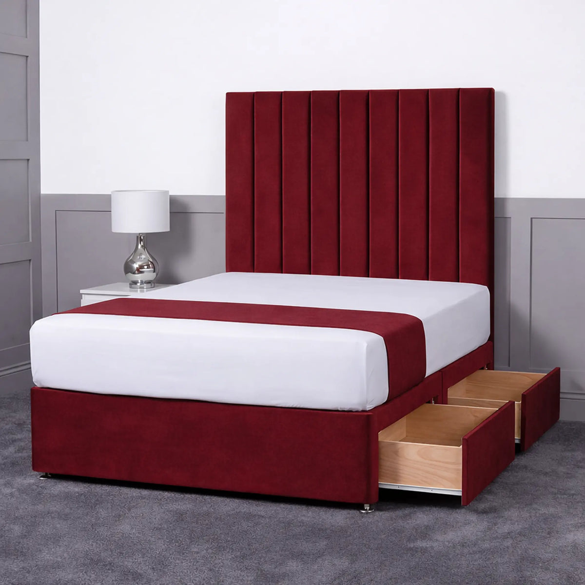 Luxury Ashford 26-inch Headboard Lined Panel Divan Bed