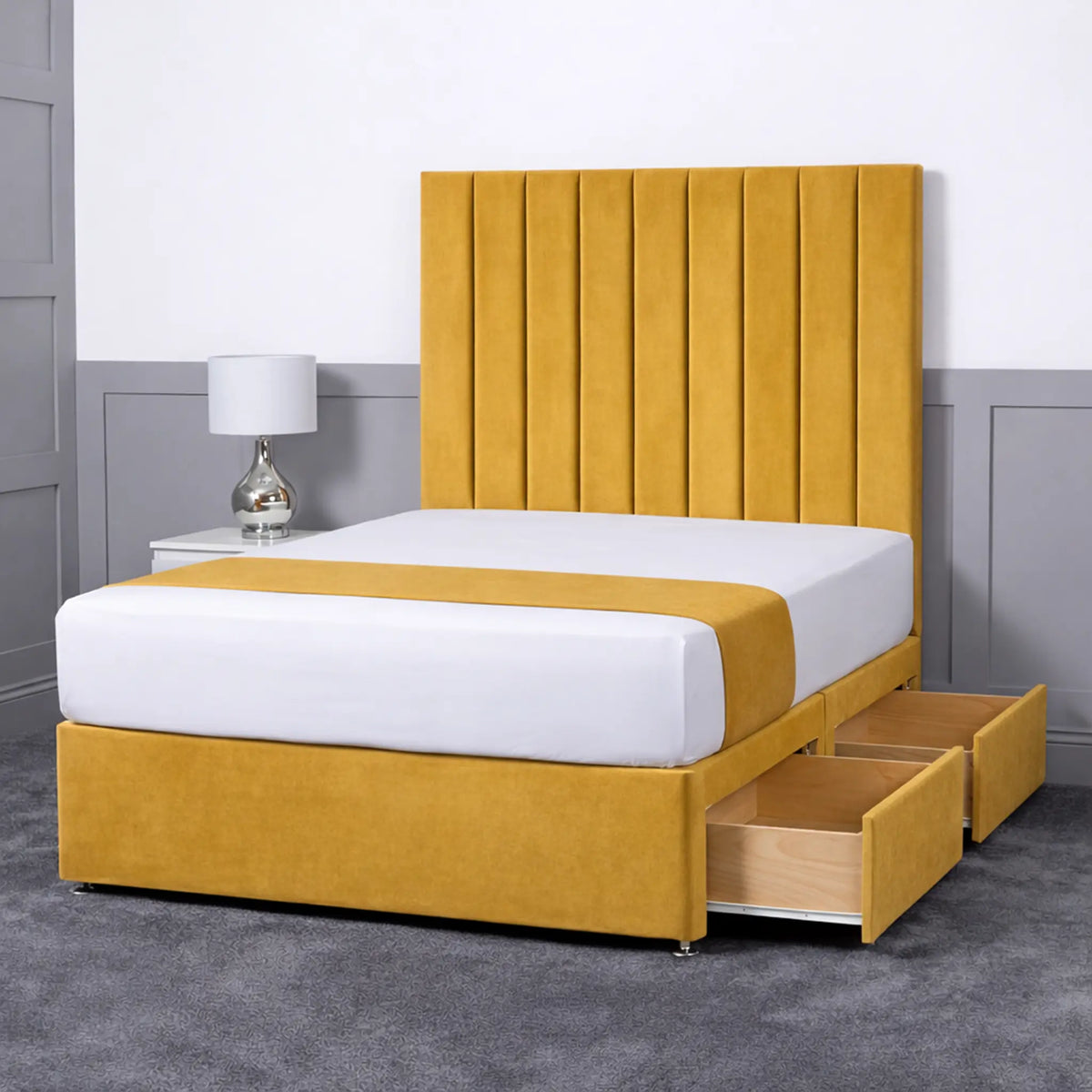 Luxury Ashford 26-inch Headboard Lined Panel Divan Bed
