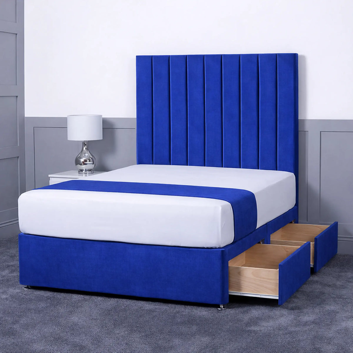 Luxury Ashford 26-inch Headboard Lined Panel Divan Bed