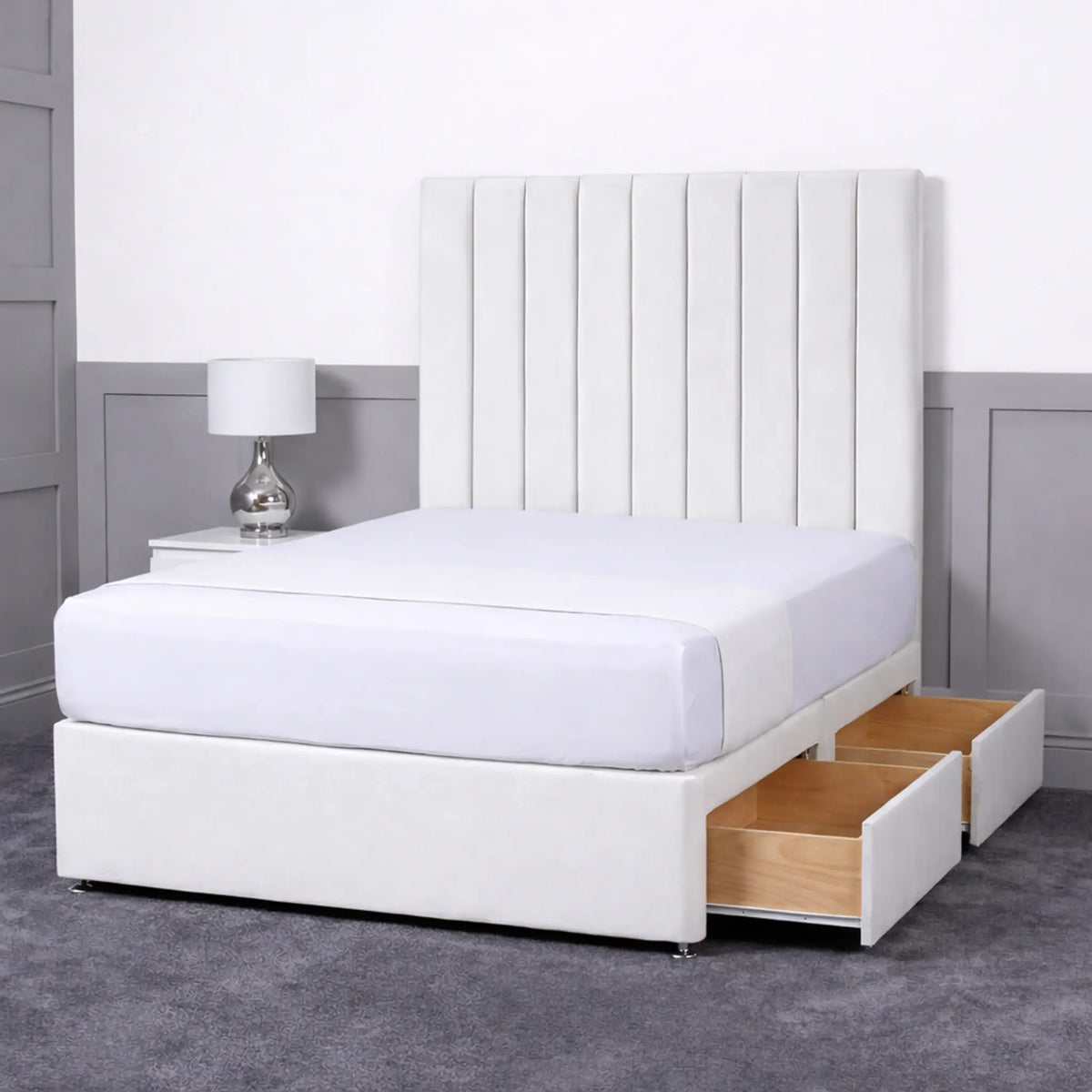 Luxury Ashford 26-inch Headboard Lined Panel Divan Bed