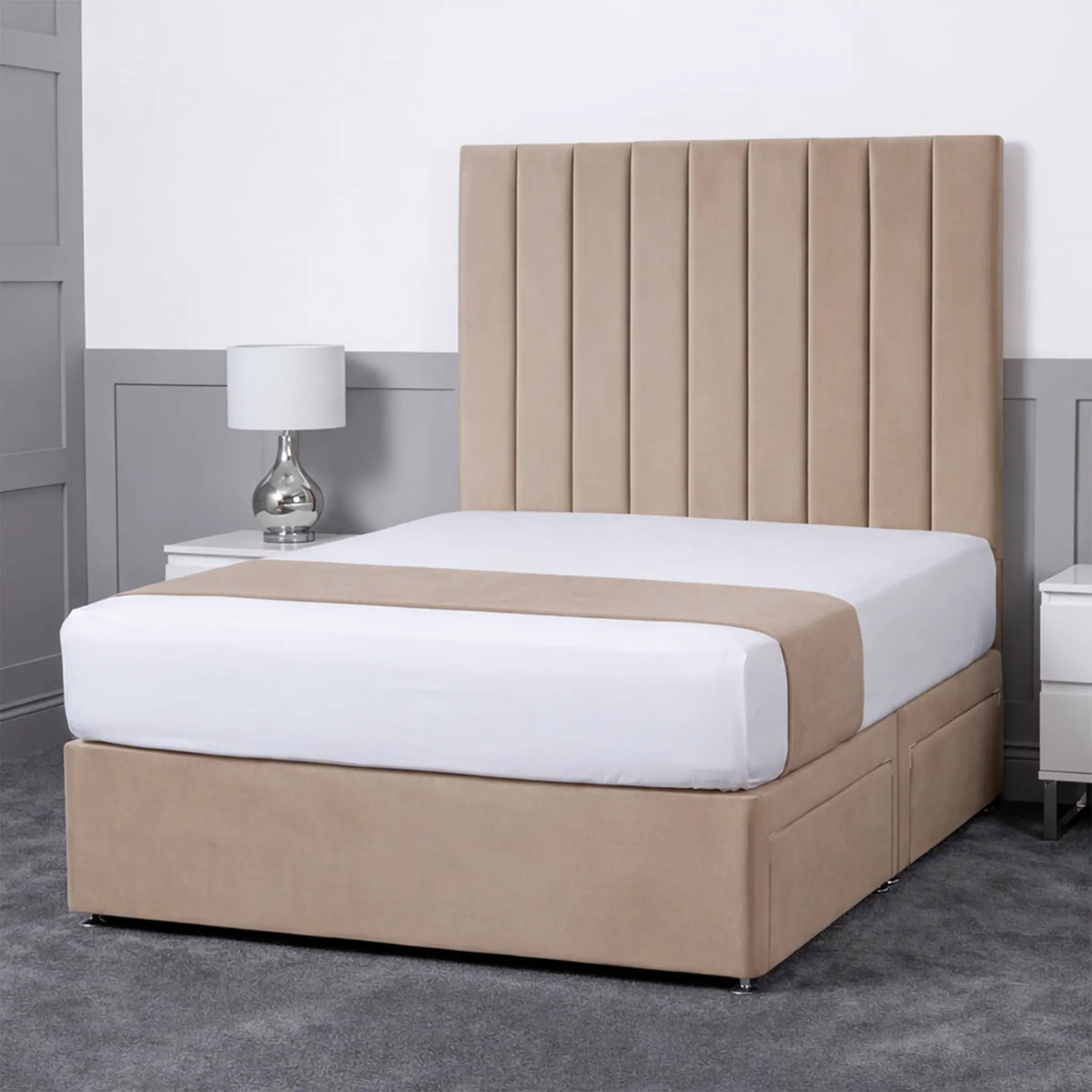 Luxury Ashford 26-inch Headboard Lined Panel Divan Bed