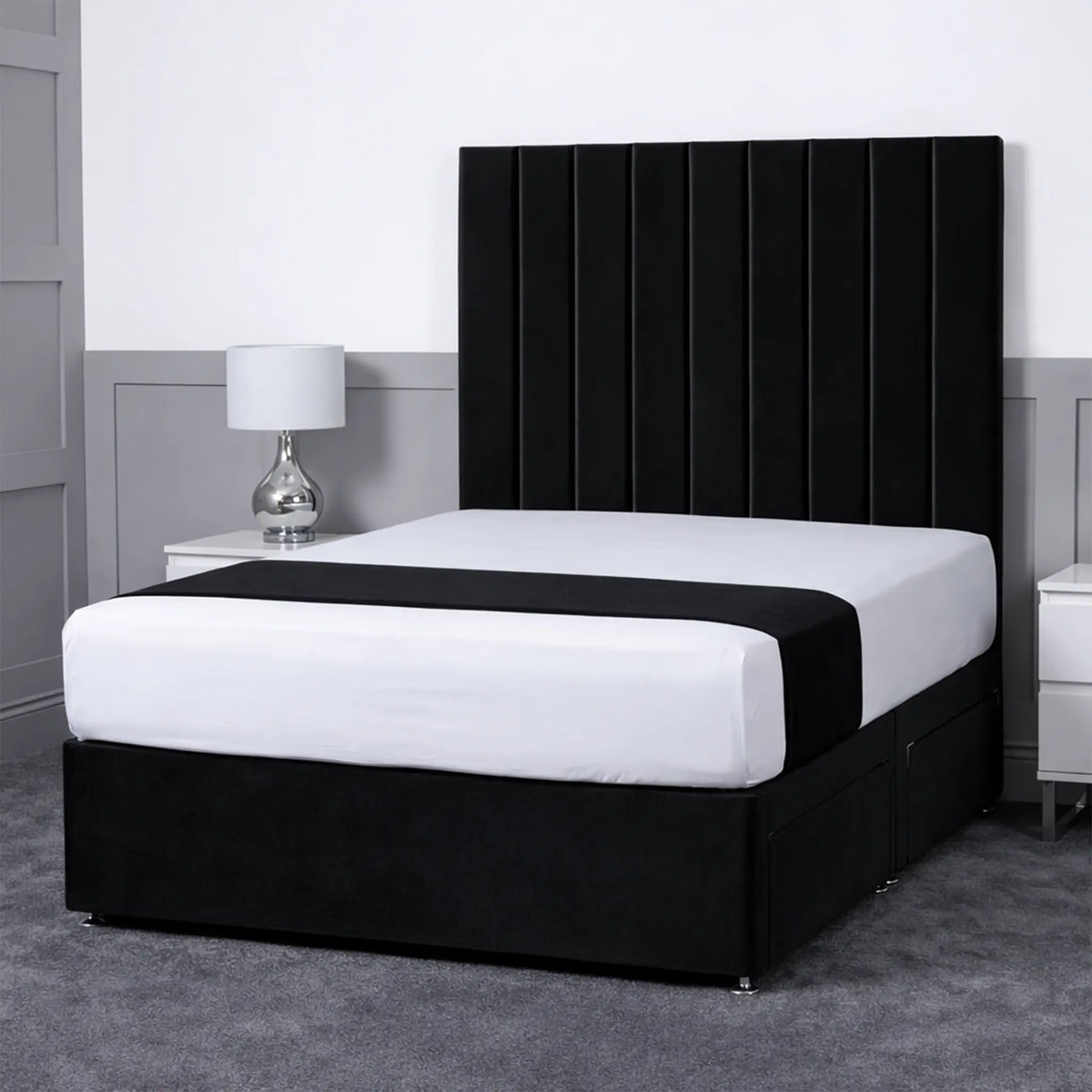 Luxury Ashford 26-inch Headboard Lined Panel Divan Bed