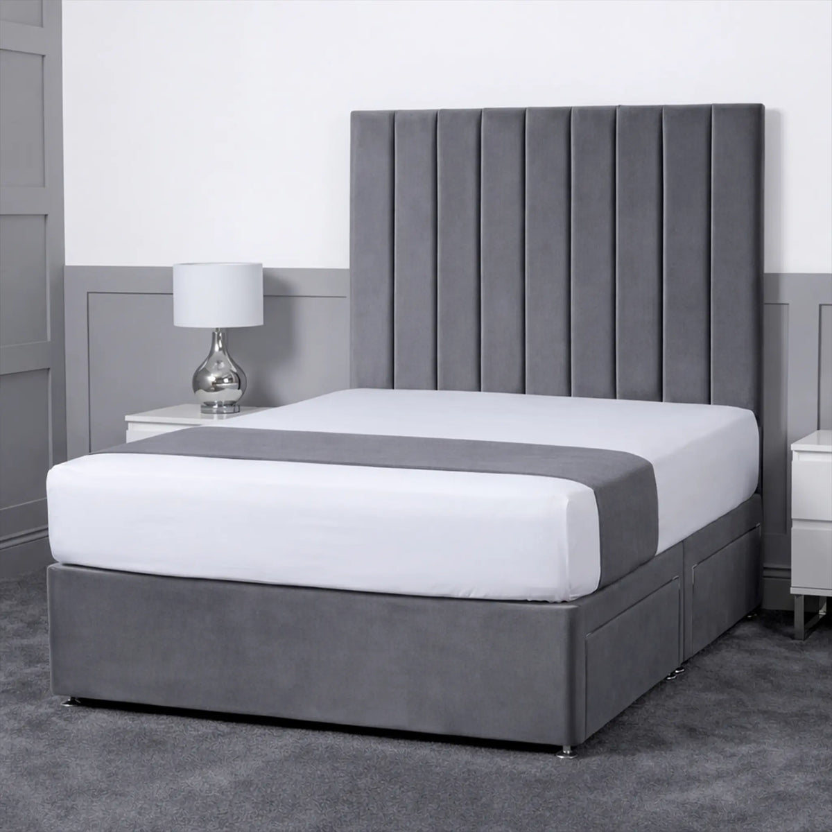 Luxury Ashford 26-inch Headboard Lined Panel Divan Bed