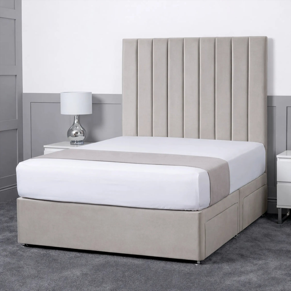 Luxury Ashford 26-inch Headboard Lined Panel Divan Bed