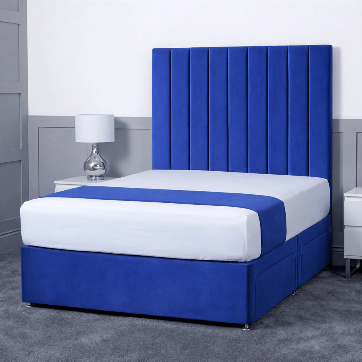 Luxury Ashford 26-inch Headboard Lined Panel Divan Bed