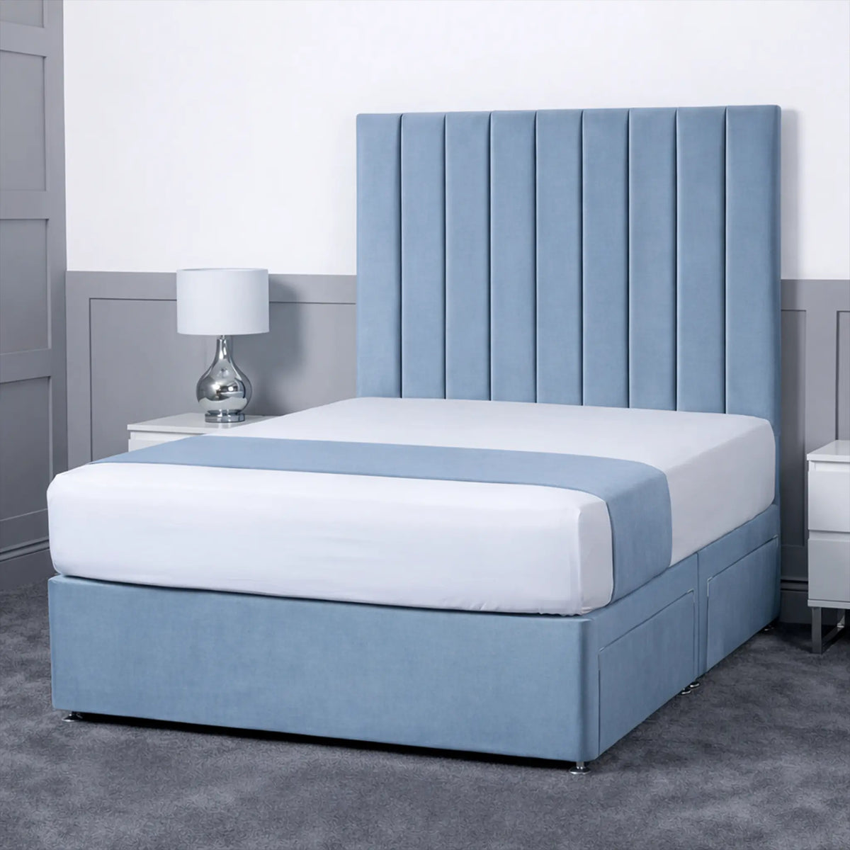 Luxury Ashford 26-inch Headboard Lined Panel Divan Bed