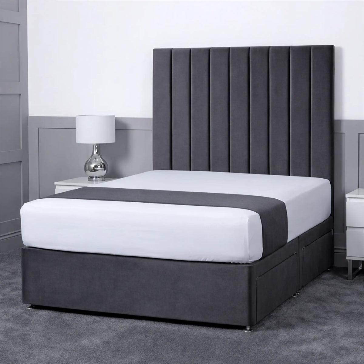 Luxury Ashford 26-inch Headboard Lined Panel Divan Bed