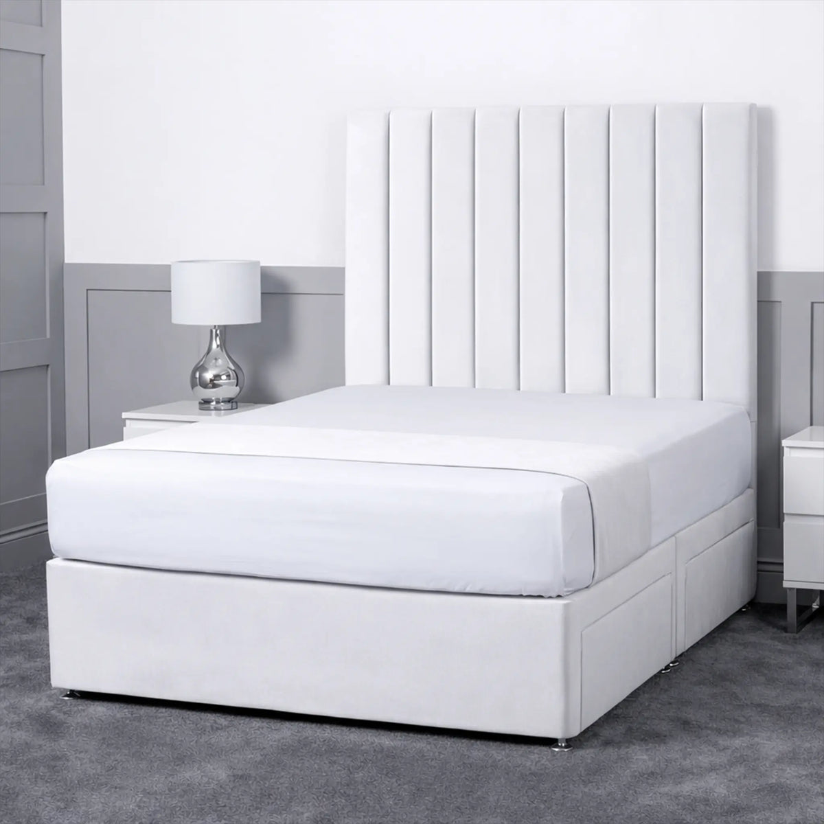 Luxury Ashford 26-inch Headboard Lined Panel Divan Bed